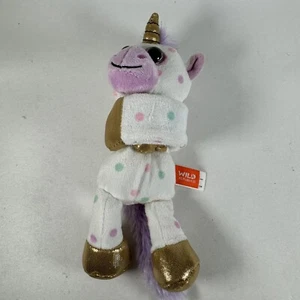 Wild Republic Huggers Plush Unicorn White Gold Polka Dots 8" 2019 Slap Bracelet - Picture 1 of 10