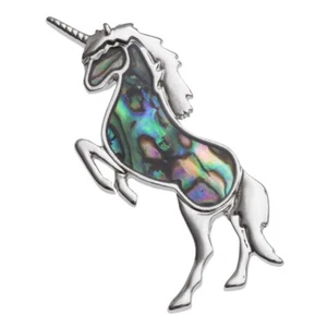 Lucky Paua Shell Unicorn Brooch - Genuine Jewellery - Picture 1 of 1