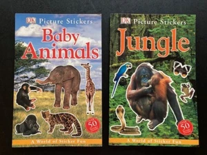 2er Set Vintage Bilder Aufkleber Bücher - Baby Tiere und Dschungel 2003 - DK - Bild 1 von 9