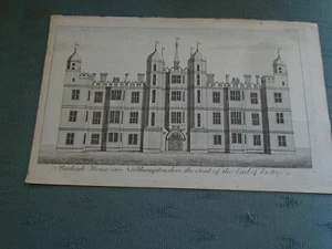 ANTIQUE PRINT - BURLEIGH HOUSE SEAT OF THE EARL OF EXETER NORTHAMPTONSHIRE - Picture 1 of 3