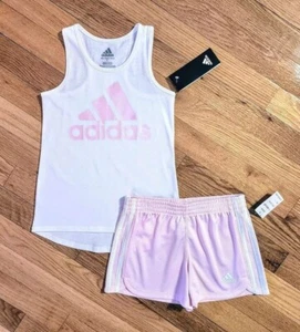 NEW ADIDAS Little Girl Active Tank Top & Short Set, Pink (sz 5) - Picture 1 of 4