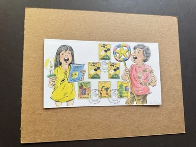 Filipinas 1991 FDC (61) + Pintura de Navidad para niños #2115-18 + Cachets pintados a mano +3/4 Foto 1 de 2