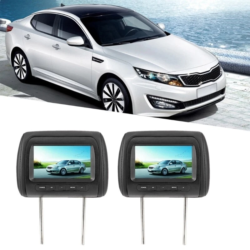 2pcs 7 Inch Car Headrest LCD Video Monitors with Adjustable Viewing - Image 1 of 4