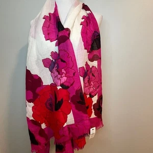 Talbots rosa und rot Blumen Wollschal Neu mit Etikett - Bild 1 von 6