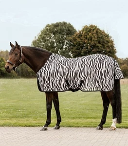 Fliegendecke Fliegenschutzdecke ZEBRA mit Kreuzgurten Waldhausen schwarz/weiß - Imagen 1 de 2