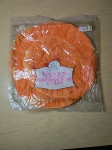 Vintage Adrian Notions Orange Satin Hair-do Saver Shower Cap - USA - Unopened - Bild 1 von 10