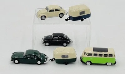 Model Power Minis Malibu 1/87 Jaguar Volkswagen Beetle Trailer 2" Lot Of 6 - Image 1 of 4