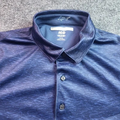 Greg Norman ML75 Play Dry Blue Golf Polo Shirt Mens Medium Wave Print - Image 1 of 4