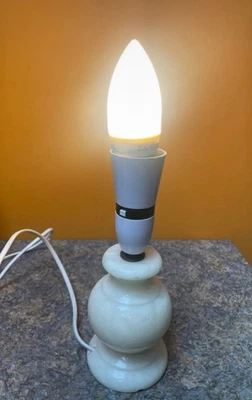 Vintage White Stone Table Lamp Retro Light Mid Century Base Working Decor - Image 1 of 4
