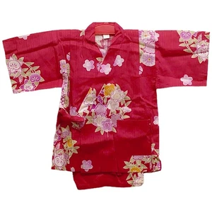 Children'S Jinbei For Girls Hanatemari Red Kids Gift Pajamas Cool Cotton Japanes - Picture 1 of 2