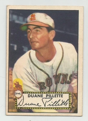 Nice 1952 Topps card of St. Louis Browns P. Duane Pillette #82-ExMt - Image 1 of 2