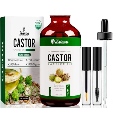 Kanzy Rizinusöl Bio Kaltgepresst 100% Rein, Organic Castor Oil for Hair Growth N - Bild 1 von 4