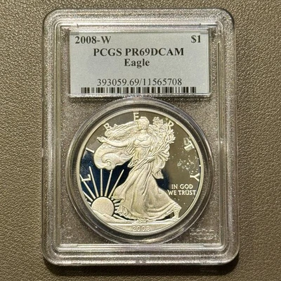 2008 America Eagle West Point Proof 99.9% 1 ozt Silver Coin PCGS PR69 DCAM - Image 1 of 2