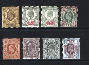 GB KING EDWARD 7th 8 stamps MINT RANGE VALUES 2d to 9d - Picture 1 of 2