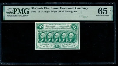 AC Fr 1312 $0.50 1863 fractional first issue PMG 65 EPQ w/ABNCo - Image 1 of 2