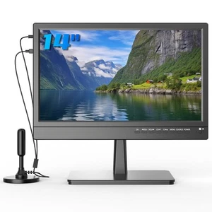 Feihe 14 inch Small Flat Screen Kitchen TV with ATSC Tuner/USB/HDMI/AV/VGA, B... - Picture 1 of 9