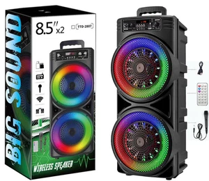 Dual 8.5'' Bluetooth Karaoke Party Speaker+Mic BIG SOUND TTD-2807 (CosD) pd 50z - Picture 1 of 16