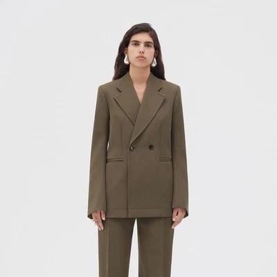 Chaqueta Blazer de Lana Compacta BOTTEGA VENETA con Mangas Curvas Verde Oliva IT 44 Foto 1 de 4