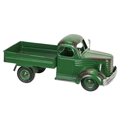 Zeckos 14 Inch Long Green Vintage Pickup Truck Metal Planter Farmhouse Decor - Image 1 of 4