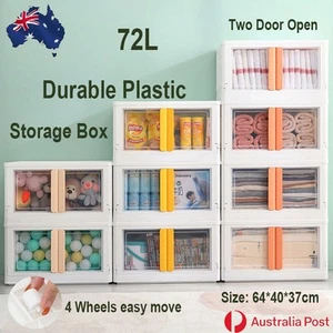 72L Stackable Storage Containers Large Foldable Organizer Box Wardrobe Boxes - Picture 1 of 15