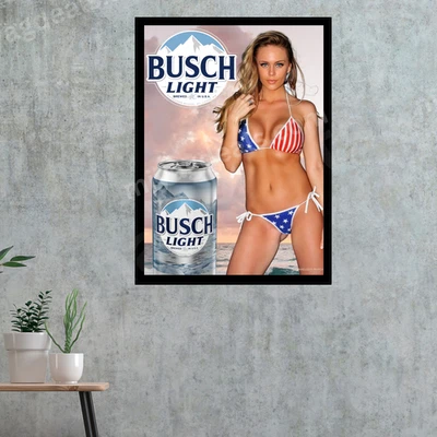 Vintage Styl Busch Light Beer Poster 18x24-Man Cave Sport Bar Decor Beer Ad - Image 1 of 2