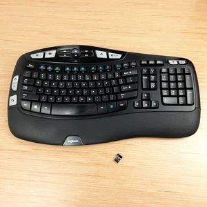 Logitech Wireless Wave K350 Keyboard With Palm Rest Unifying USB Receiver Dongle - Afbeelding 1 van 19