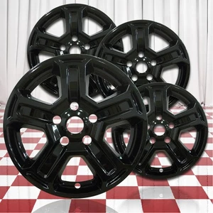 17" 4pc Gloss Black Wheel Skins (Set of 4) for 2018-2021 Jeep Wrangler - Picture 1 of 4