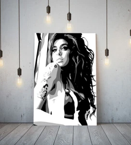 MUSICIAN AMY WINEHOUSE -DEEP FRAMED CANVAS WALL ART PICTURE PAPER PRINT- BLACK - Picture 1 of 17