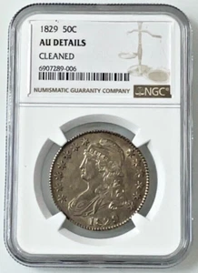 1829 Capped Bust Early Silver Half Dollar 50C  NGC AU Details Cleaned - Picture 1 of 4