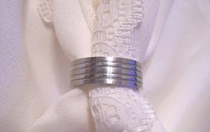 Steel Smooth Cut Silk Fit  With CZ  Sizes 7  Ribbed Silver, New & BEAUTIFUL!! - Picture 1 of 5