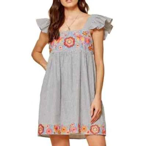 NWT Savanna Jane Ruffle Sleeves Embroidered Dress Small - Picture 1 of 7