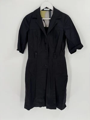 Emilio Pucci Shirt Dress Womens 8 Black Short Sleeves Single Breasted Collared - Image 1 of 4