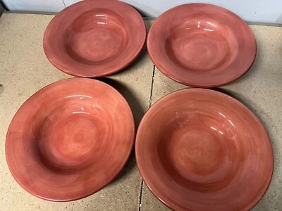 Set Of 4 ESPANA TABLETOPS UNLIMITED Cinnamon 12 3/8 Inch Rimmed Pasta Bowls - Image 1 of 4