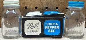 Vintage BALL MASON Canning Jar Salt & Pepper Shakers Set With Original Box - Picture 1 of 10