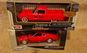 Lot - Welly Red 1970 Ford Mustang Boss 302 and Motormax 1960 Ford Ranchero - NIB - Picture 1 of 7