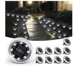 Solar Ground Lights, 10 Pack Solar Lights Outdoor Waterproof, 8 LED solar Power - Picture 1 of 7
