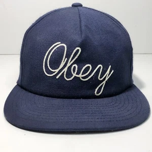 Vtg Obey Hat Embroidered Logo Strapback Flat Bill Trucker Cap 90s Y2K Skater EUC - Picture 1 of 8