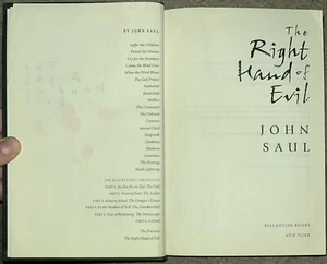 The Right Hand of Evil by John Saul 1999 Hardcover Ballantine Random House - Imagen 1 de 9