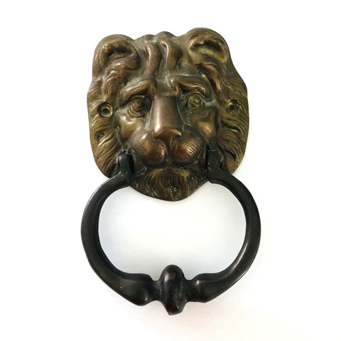 Vintage Metal Lion Head Door Knocker Classic Architectural 7" x 3.75" 1.5 lbs Cover