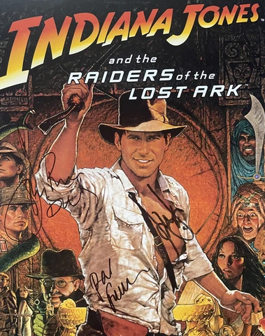 Harrison Ford + Cast Signed Raiders of the Lost Ark 11x14 Photo Cover