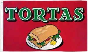 "TORTAS" flag 3x5 ft polyester banner sign Mexican sandwich concessions - Bild 1 von 5