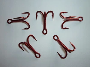 (100) VMC 4X OSHAUGHNESSY TREBLE HOOKS (SIZE 1) TIN RED (9626TR) BULK 9626 TR - Picture 1 of 3