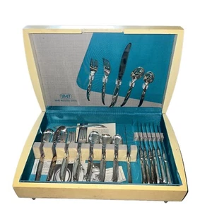 1847 Rogers Silver Plate FLAIR Flatware in Storage Box 52 Pieces Setting for 8 - Picture 1 of 6