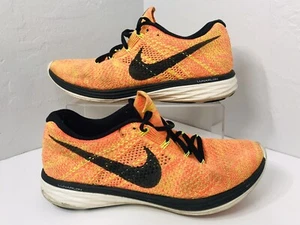Nike Flyknit Lunar 3 Sneakers Shoes Bright Mango Volt 698182-700 Womens Size 9.5 - Picture 1 of 14