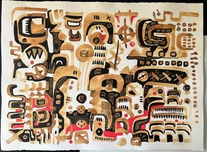 Baga of Nimba by Kourosh Amini. Fire, Ink and Enamel on watercolor paper 2007 - Picture 1 of 7