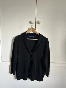 Winser London Black Wool, Silk & Cashmere Relaxed Cardigan - Size UK 16 - Picture 1 of 24