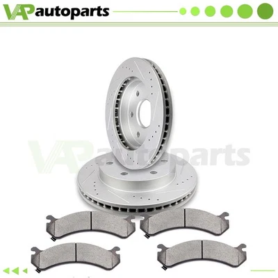 Front Drilled Slotted Rotors Pads for 2006 Chevy Express 2500 GMC Savana 2500 Foto 1 de 4