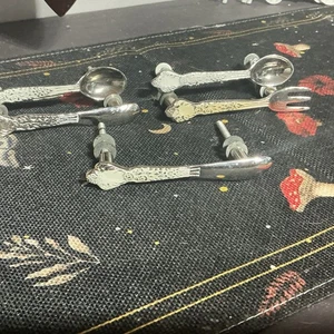 (5) Vintage Löffel-Messer-GabelAntigue Schranktür/Schubladengriff/Zug Emaille RAR - Bild 1 von 7