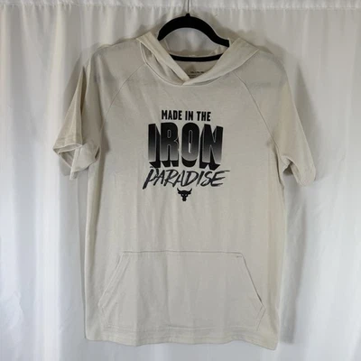 Iron Paradise Under Armour Hoodie Youth XL Beige Short Sleeve 100% Cotton - Image 1 of 4