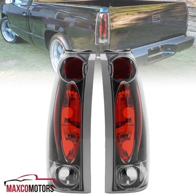 Black Tail Lights Fits 1988-1998 Chevy GMC C10 C/K 1500 2500 3500 Lamps 88-98 Foto 1 de 4